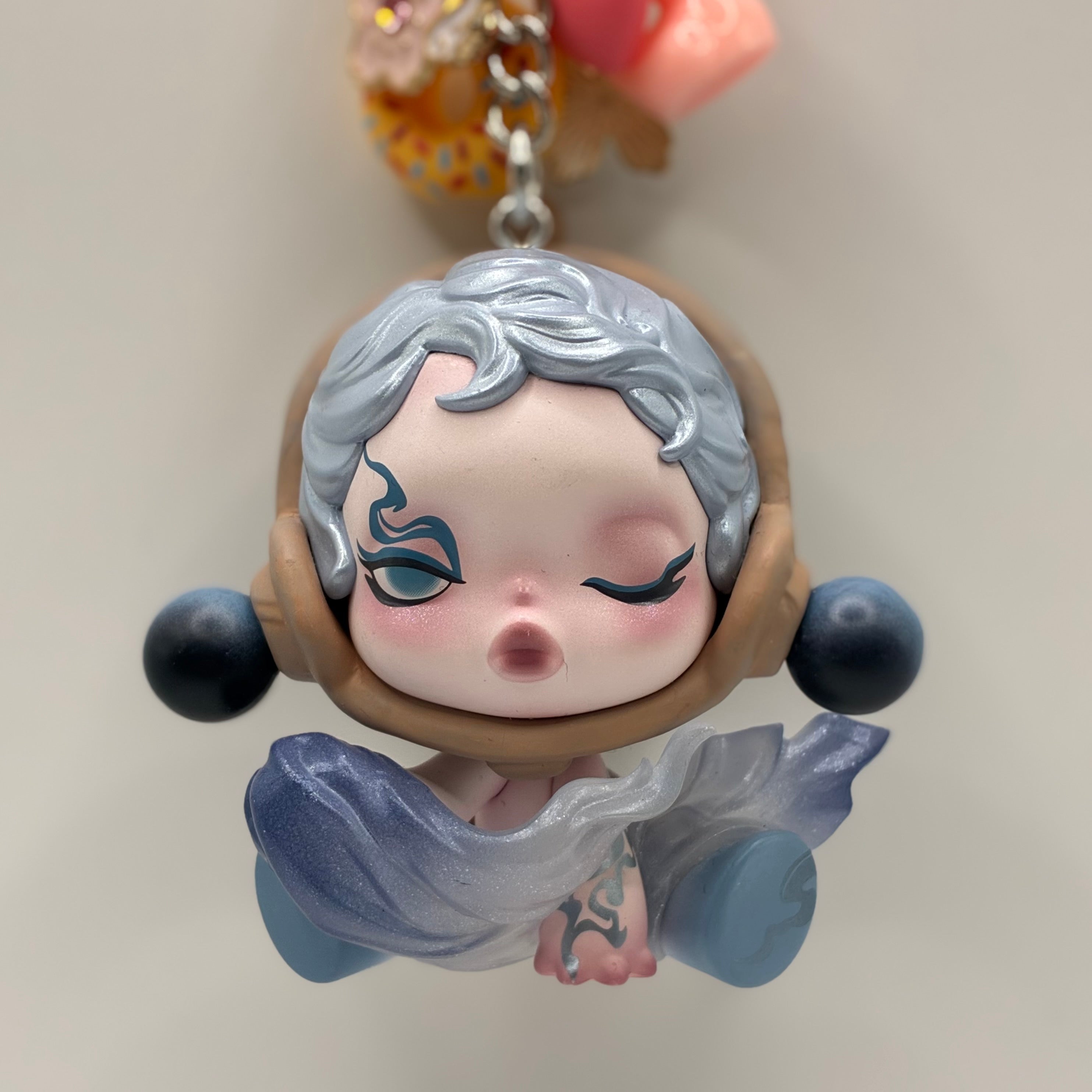 Skullpanda Ink Plum Blossom Figurine Handmade Keychain - The Wind