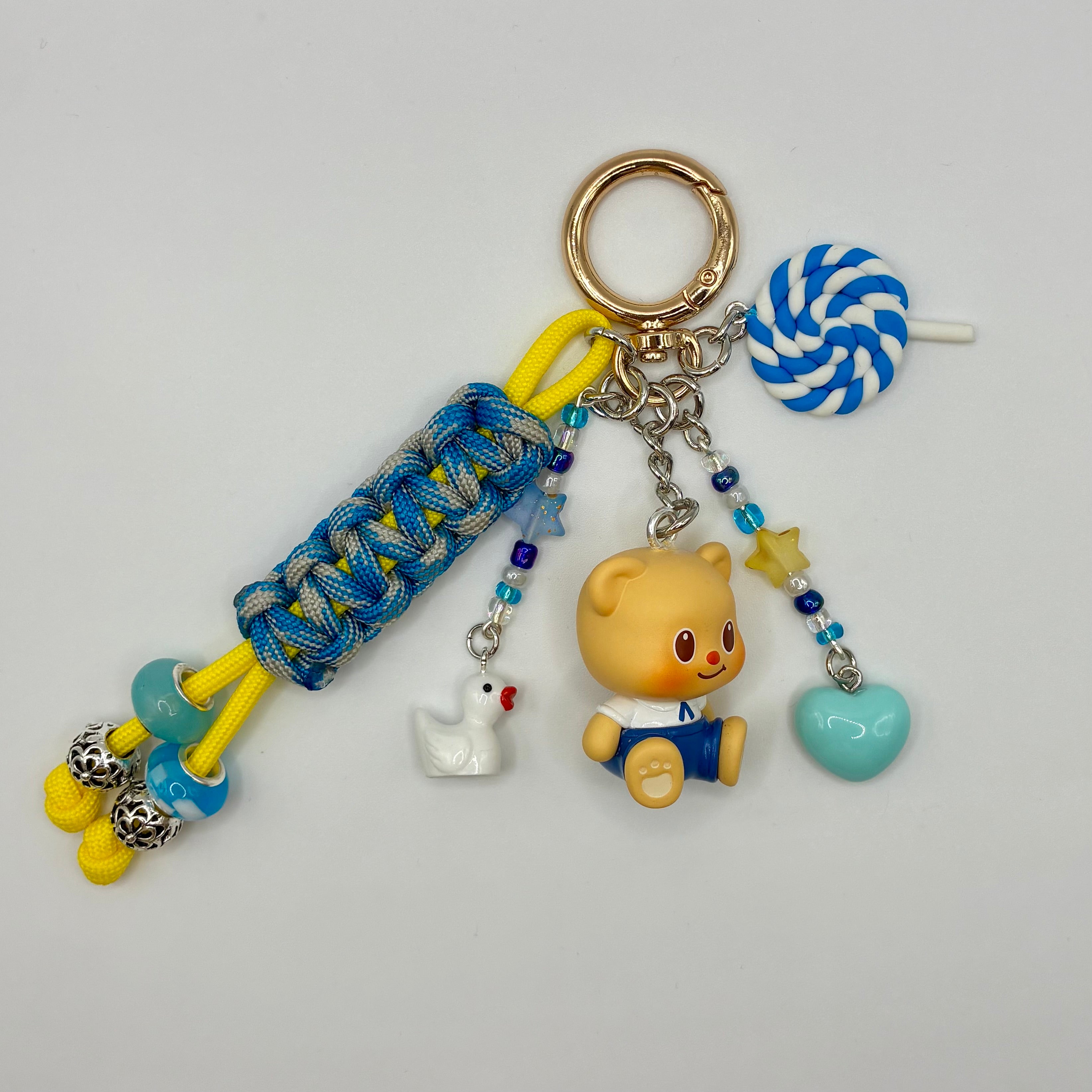 Butter Bear Handmade Bag Charm - Blue Outfit