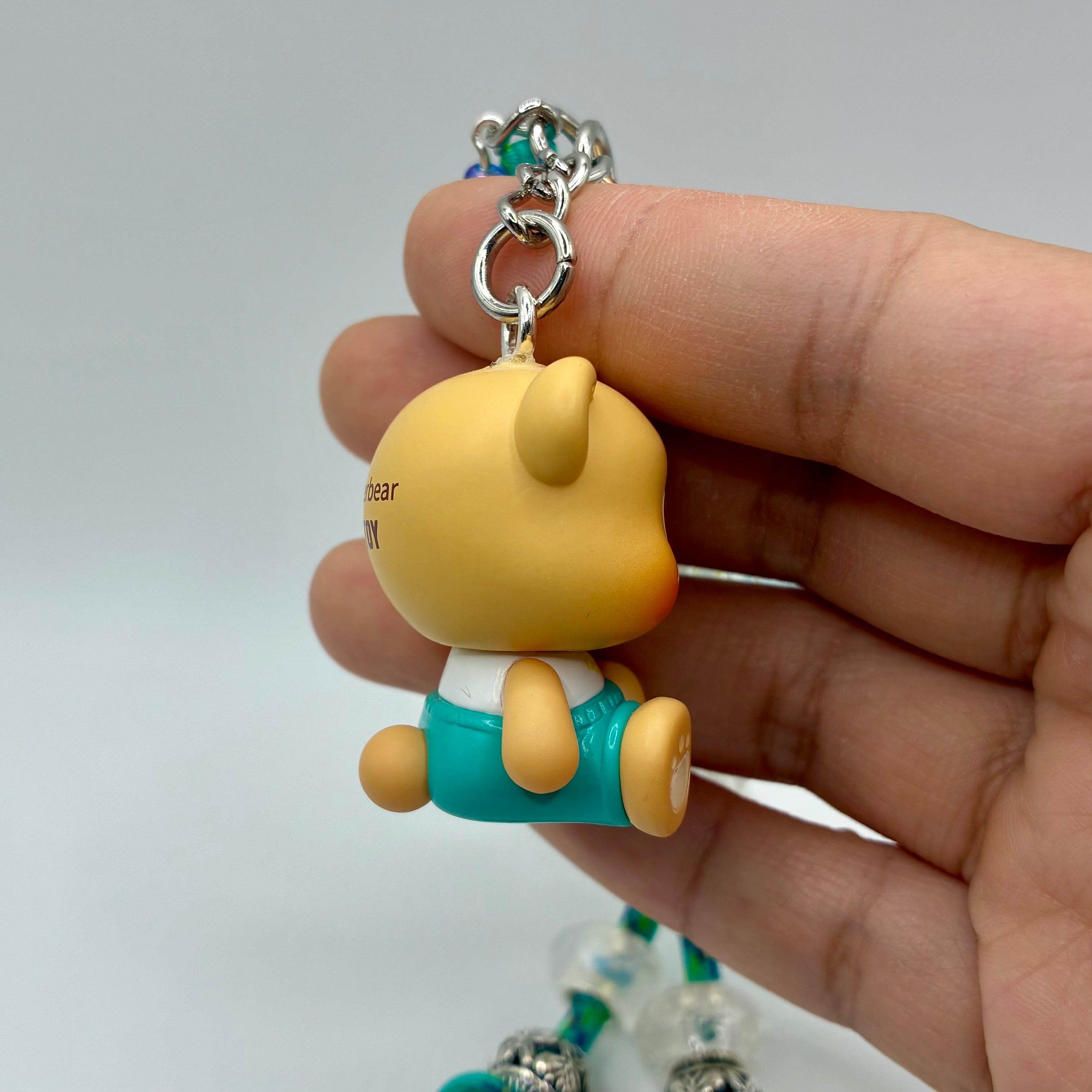Butter Bear Handmade Bag Charm - Teal Outfit