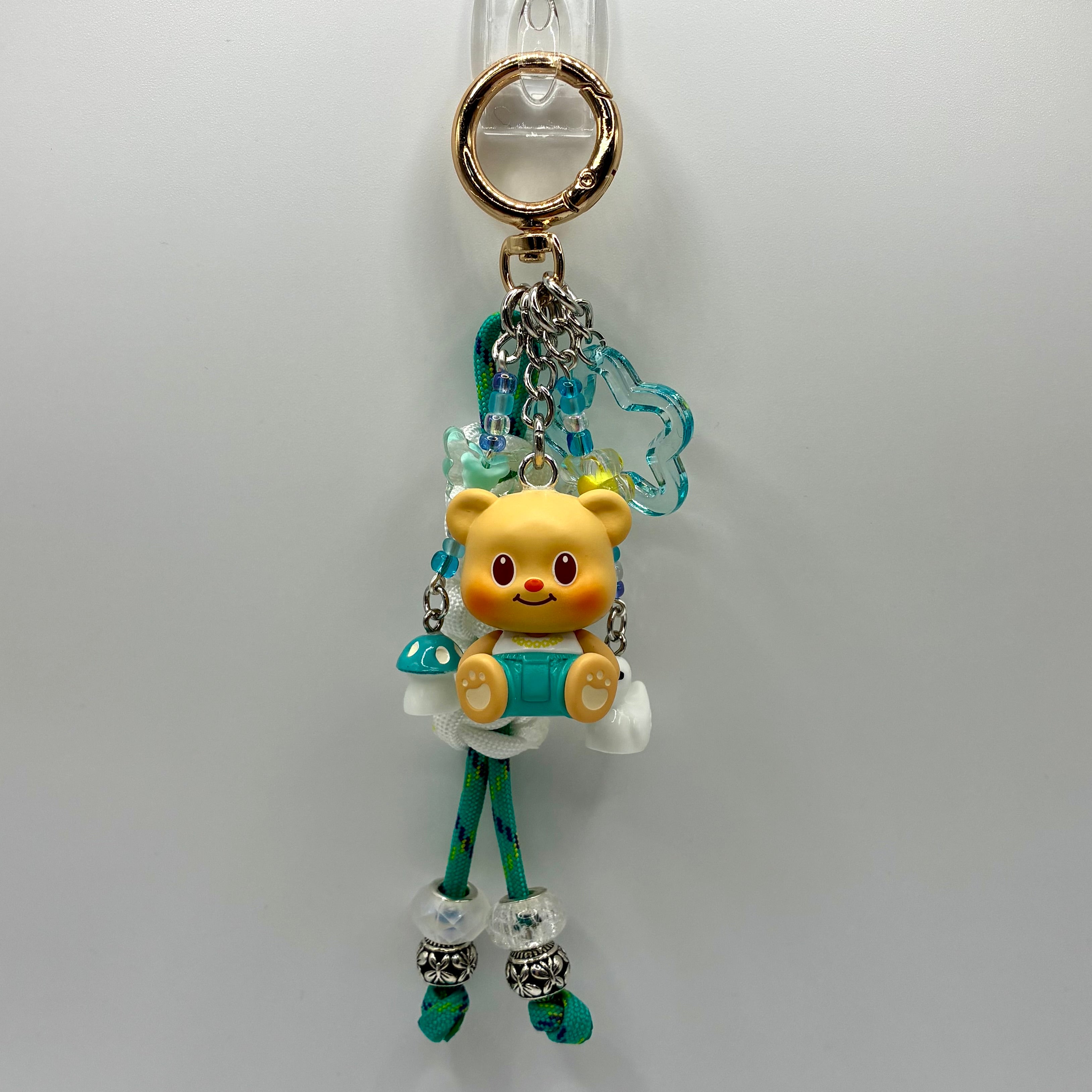 Butter Bear Handmade Bag Charm - Teal Outfit