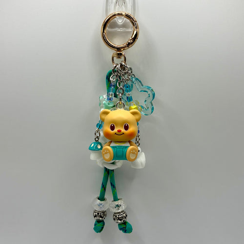 Butter Bear Handmade Bag Charm - Teal Outfit