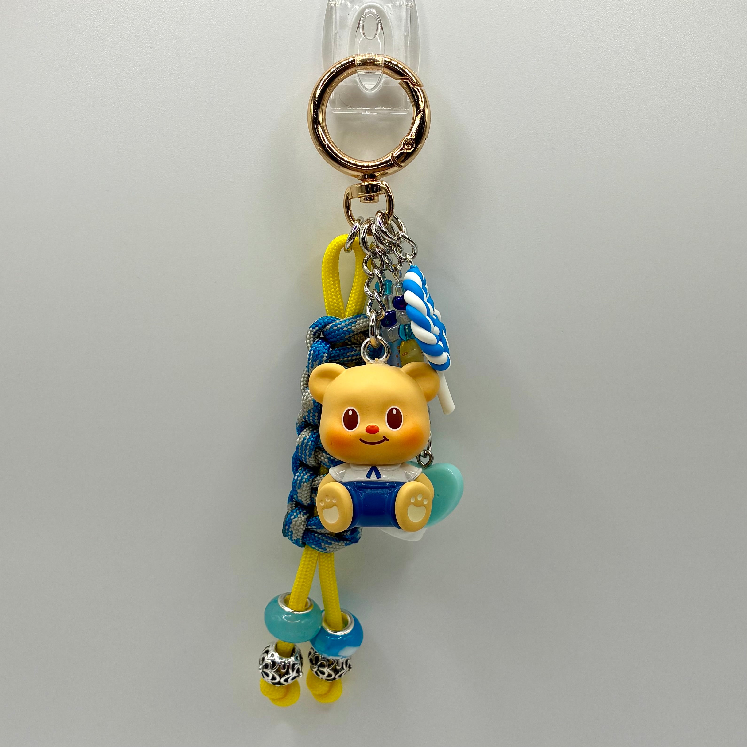 Butter Bear Handmade Bag Charm - Blue Outfit